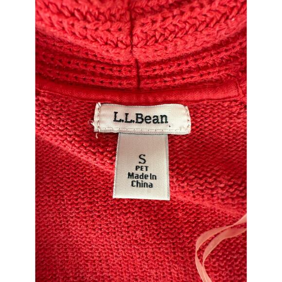 LL Bean Petites Size S Open Front Knit Cardigan Sweater Red Long Sleeve Outdoor - Picture 5 of 8